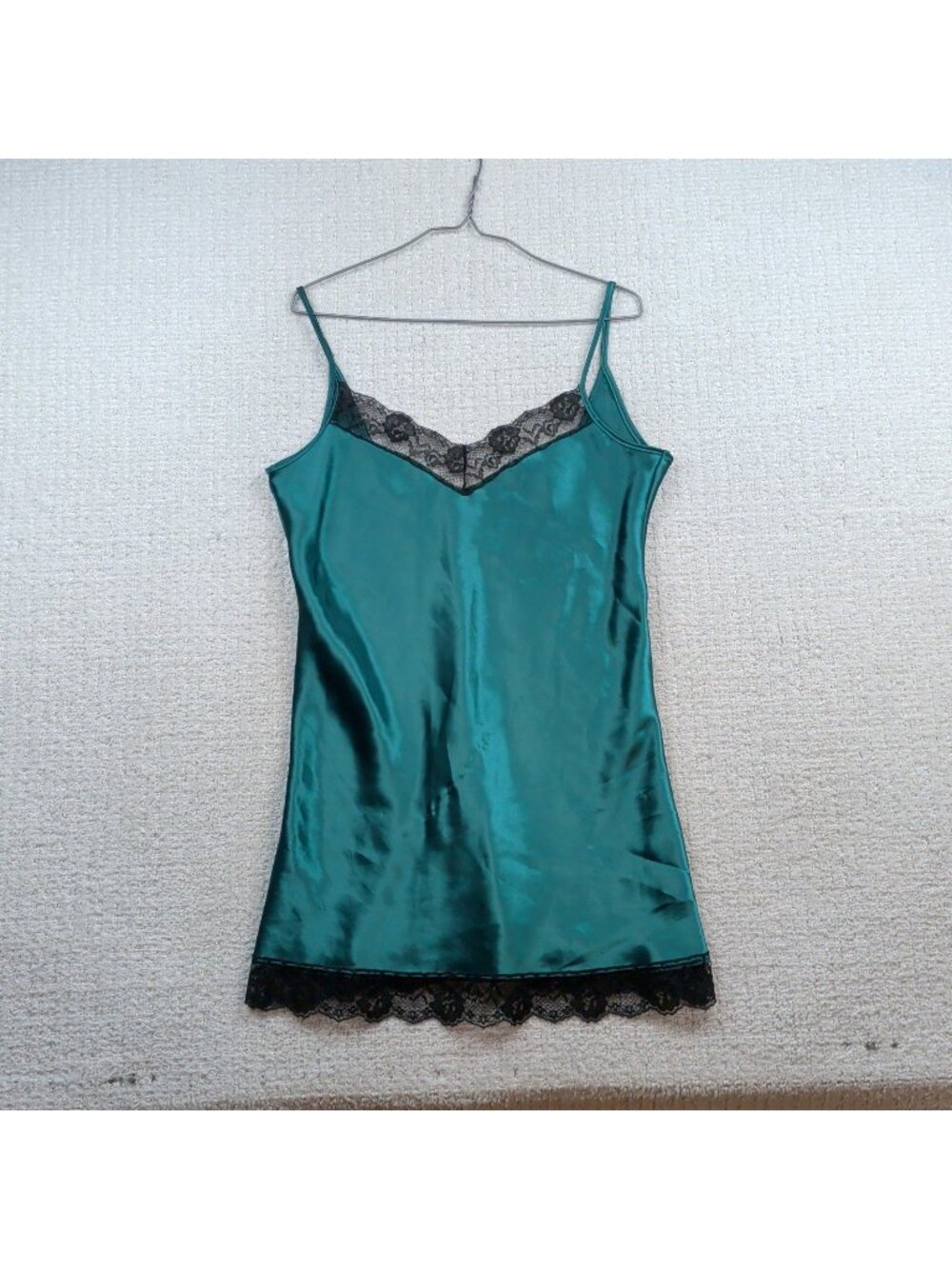 Y2K Green Satin Black Floral Lace-Trim Mini Slip Dress Whimsigoth Fairy Read